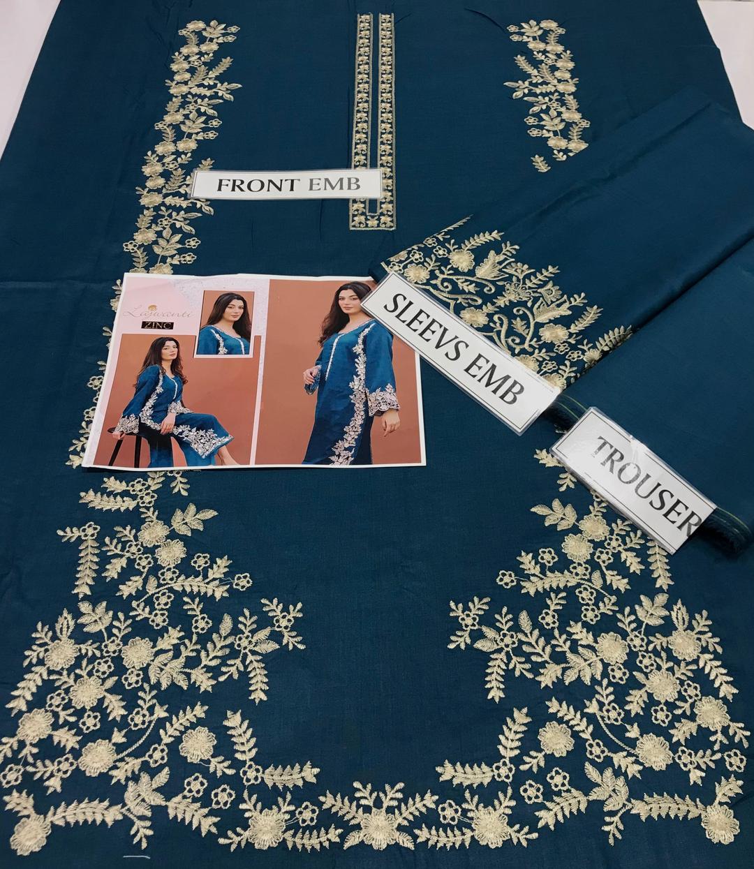 2 Pcs Women's Unstitched Embroidered Suit