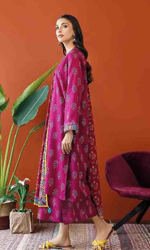 3 Pcs Women's Unstitched Khaddar Printed Suit