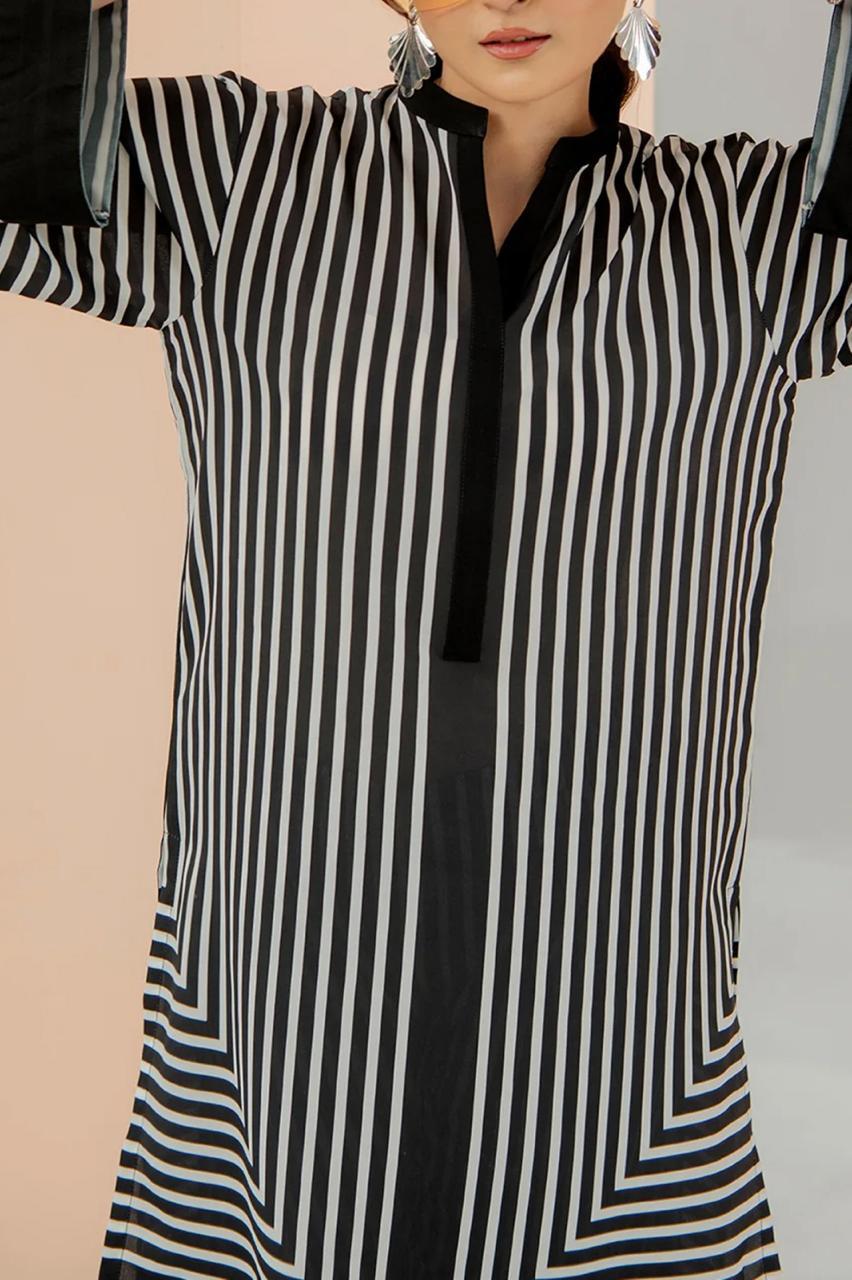 Stylish Women's Stitched Printed V-Neck Shirt And Trouser Set - 2 Pcs