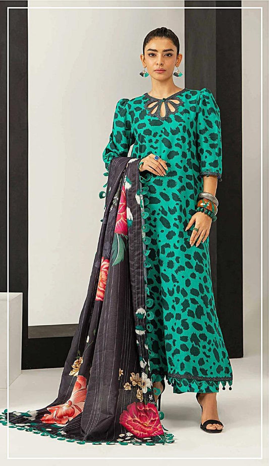 3 Pcs Women's Unstitched Khaddar Printed Suit