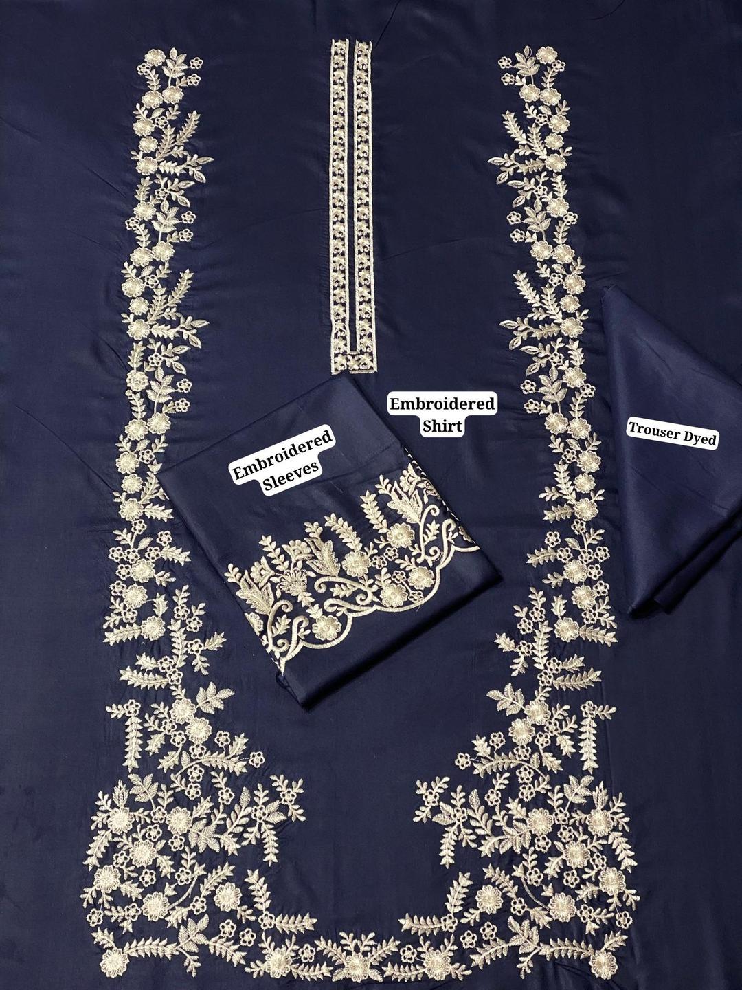 2 Pcs Women's Unstitched Embroidered Suit