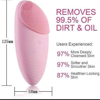 Rechargeable Waterproof Facial Cleansing Massager Brush - 1 Pc Easy-Clean Silicone Tool