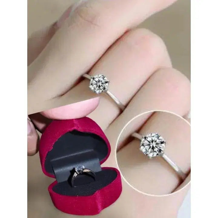 Modern Design Adjustable Ring with Zircon Stone - 1 Pc Platinum Color Plated